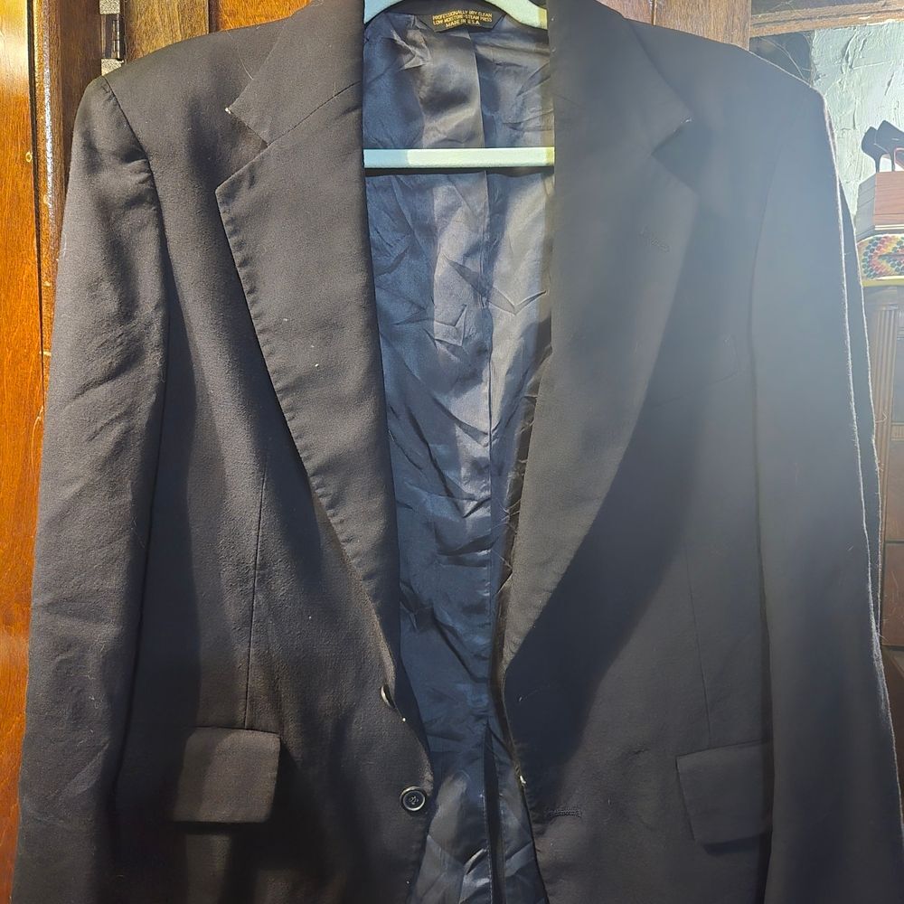 Classic Black Men's Blazer 100% Wool